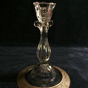 Candlestick glass w/ silver plate, embossed trim 2